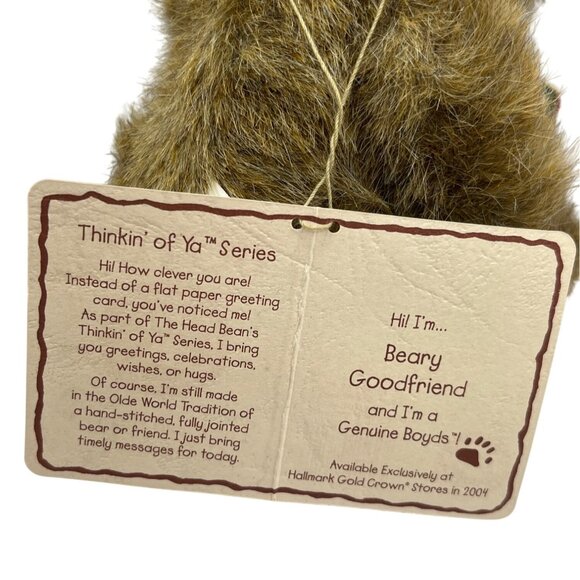 Boyds Plush Beary Goodfriend Holiday Teddy Bear 8" With Plaid Pillow - Picture 5 of 6